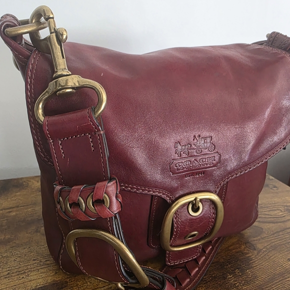 Bleecker Legacy Tattersall Flap Shoulder Bag 11419 Burgundy Oxblood - Picture 3 of 8